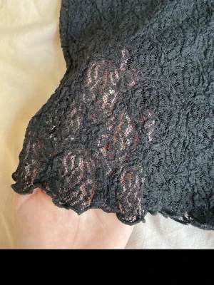 Svart spetsblus  - Säljer en svart topp i  spets med korta ärmar. Den är perfekt att ha under någon tröja eller bara som den är!