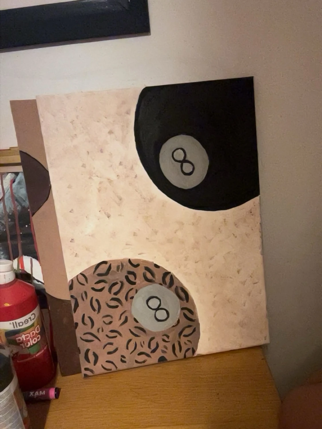 Abstrakt tavla med biljardtema