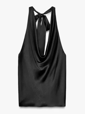 Svart satintopp från Zara! - Snygg topp med öppen rygg!