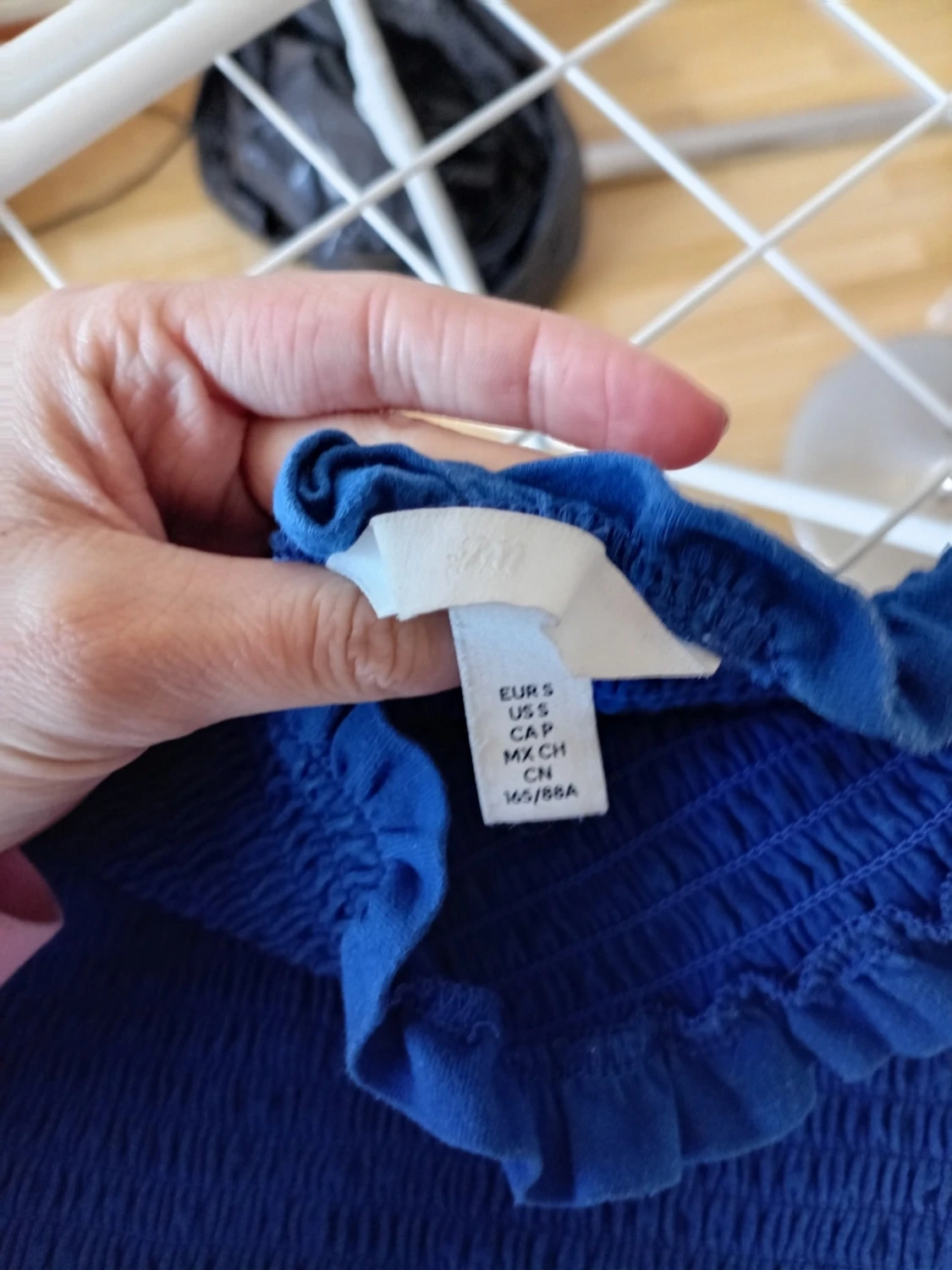 Blå bandeau tubtopp med volangkant - 2