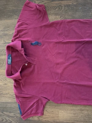 Vinröd pikétröja från Polo Ralph Lauren - Snygg vinröd pikétröja från Polo Ralph Lauren med klassisk krage och korta ärmar. Tröjan har en broderad blå logga på bröstet och är tillverkad i bomull. Perfekt för en avslappnad och stilren look.