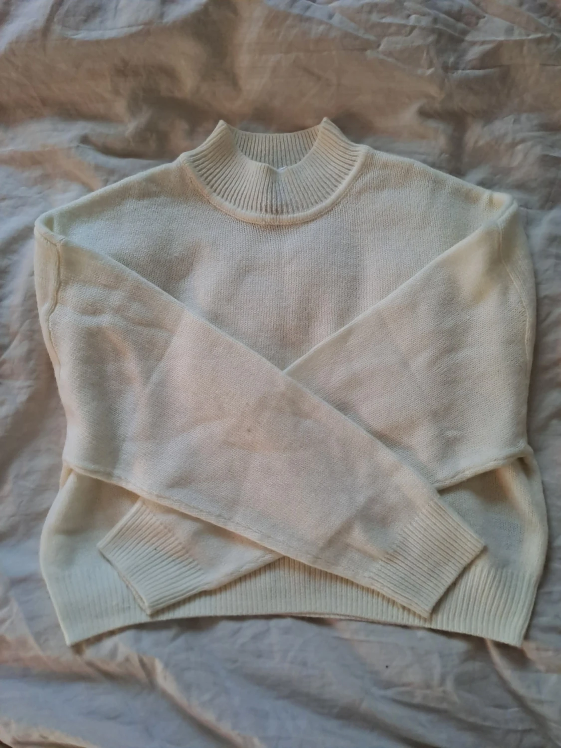 Vit stickad tröja H&M S