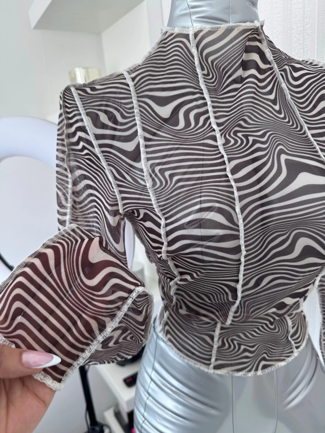 Mönstrad mesh topp, Strl M - 2