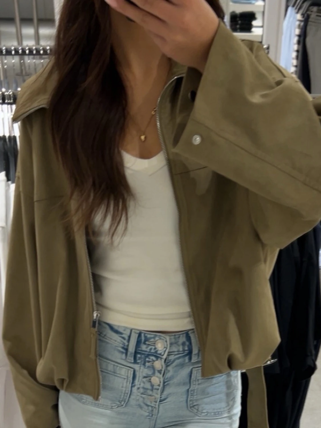 Olivgrön oversized bomberjacka