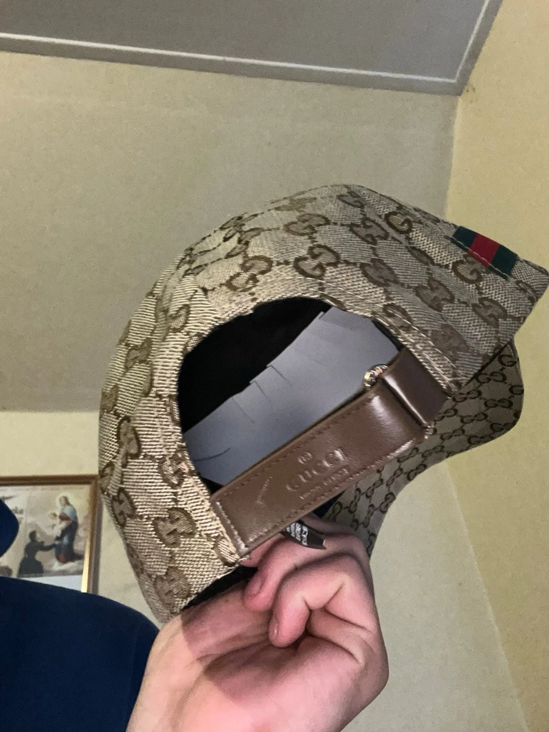 Beige Gucci keps med GG-mönster - 2