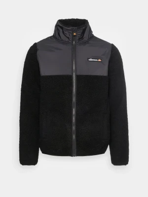 Svart teddyjacka från Ellesse - Mysig svart teddyjacka från Ellesse med hög krage och hel dragkedja. Jackan har en kontrasterande slät panel upptill och Ellesse-logga på bröstet. Materialet är fluffigt och ger en cool look, perfekt för att hålla sig varm under kalla dagar.