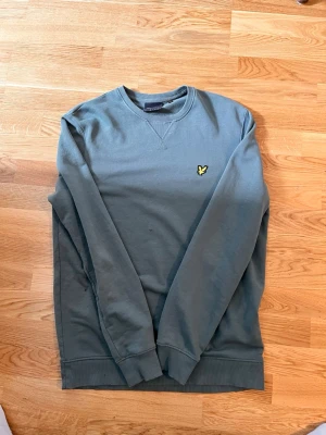 Lyle & Scott  - Snygg grå sweatshirt med rund hals och ribbade muddar. Tröjan har en gul broderad logga på bröstet och är tillverkad i mjukt bomullsmaterial. Perfekt för en avslappnad och stilren look.