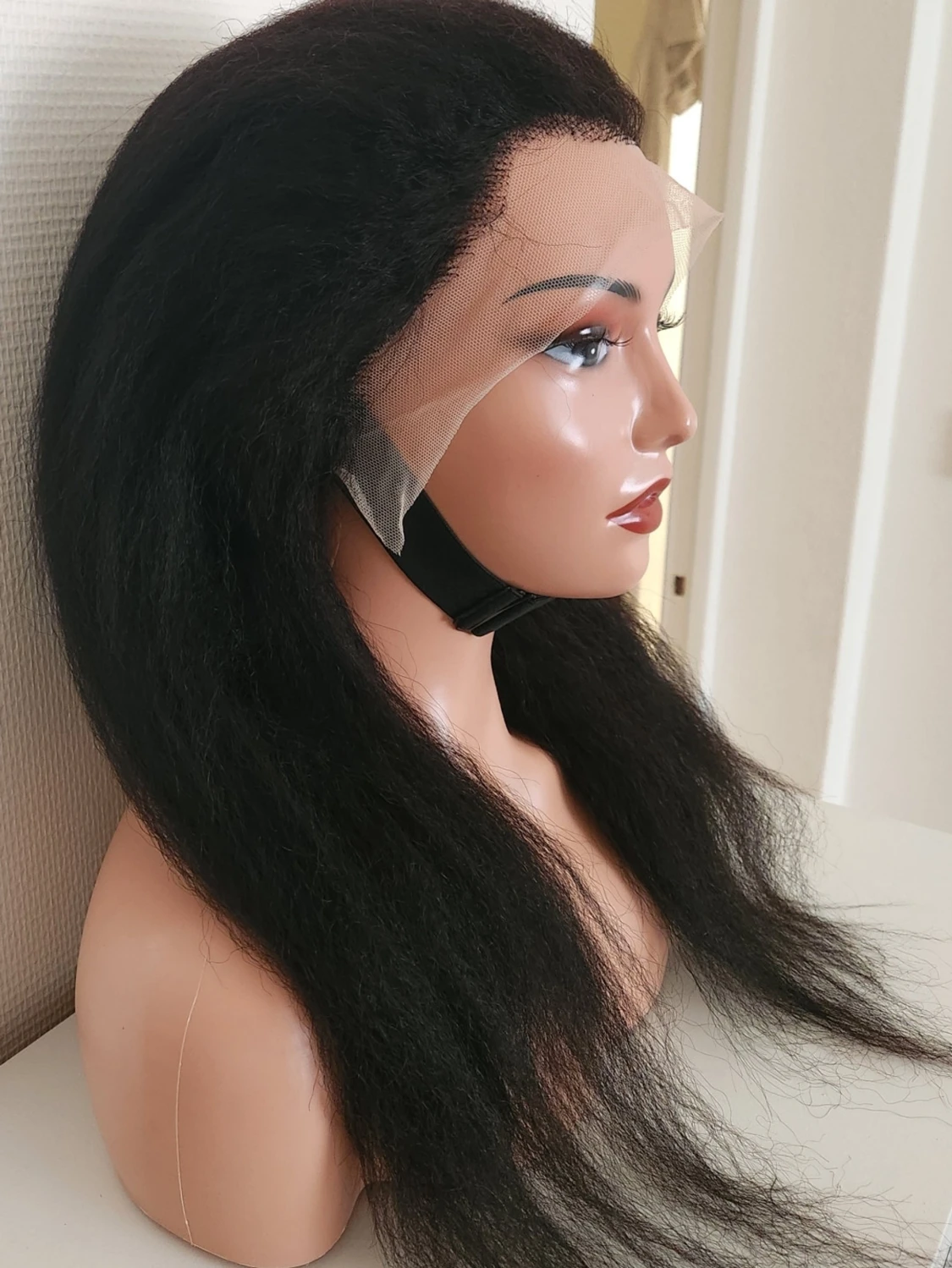 100% human hair, äkta hår kinky Straight wig 24" - 3