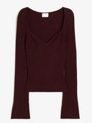 H&M vinröd tröja ribbstickad - Söt tröja från HM, storlek S❤️