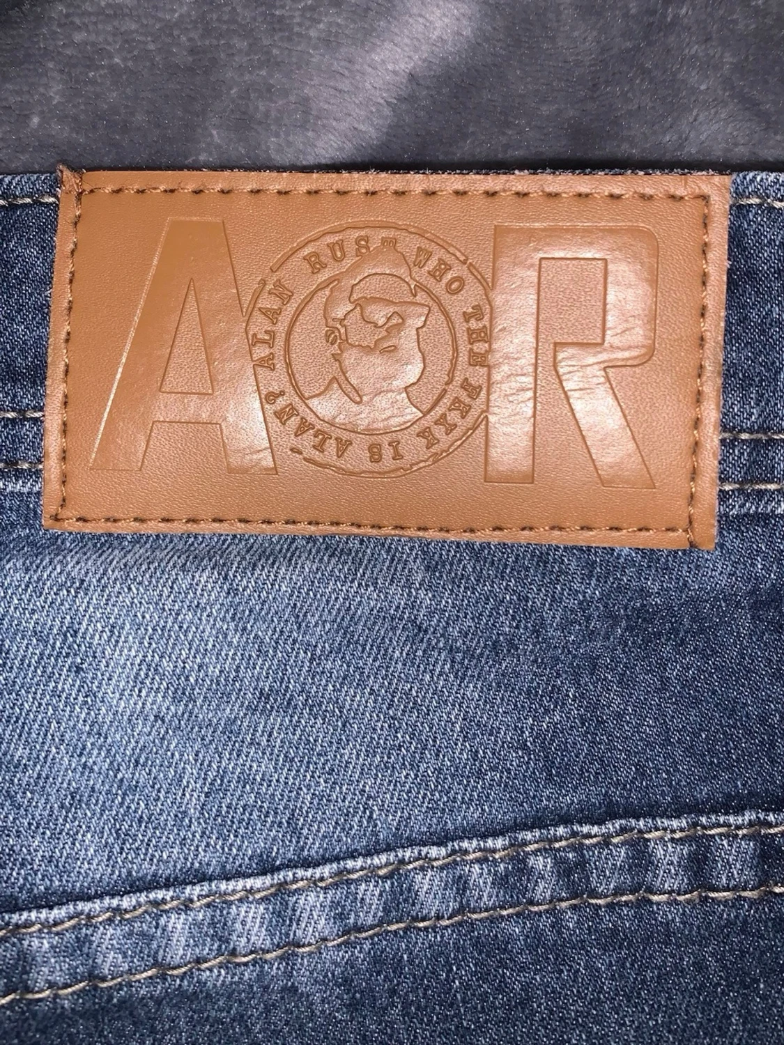 vintage mörkblå slim fit jeans - 2