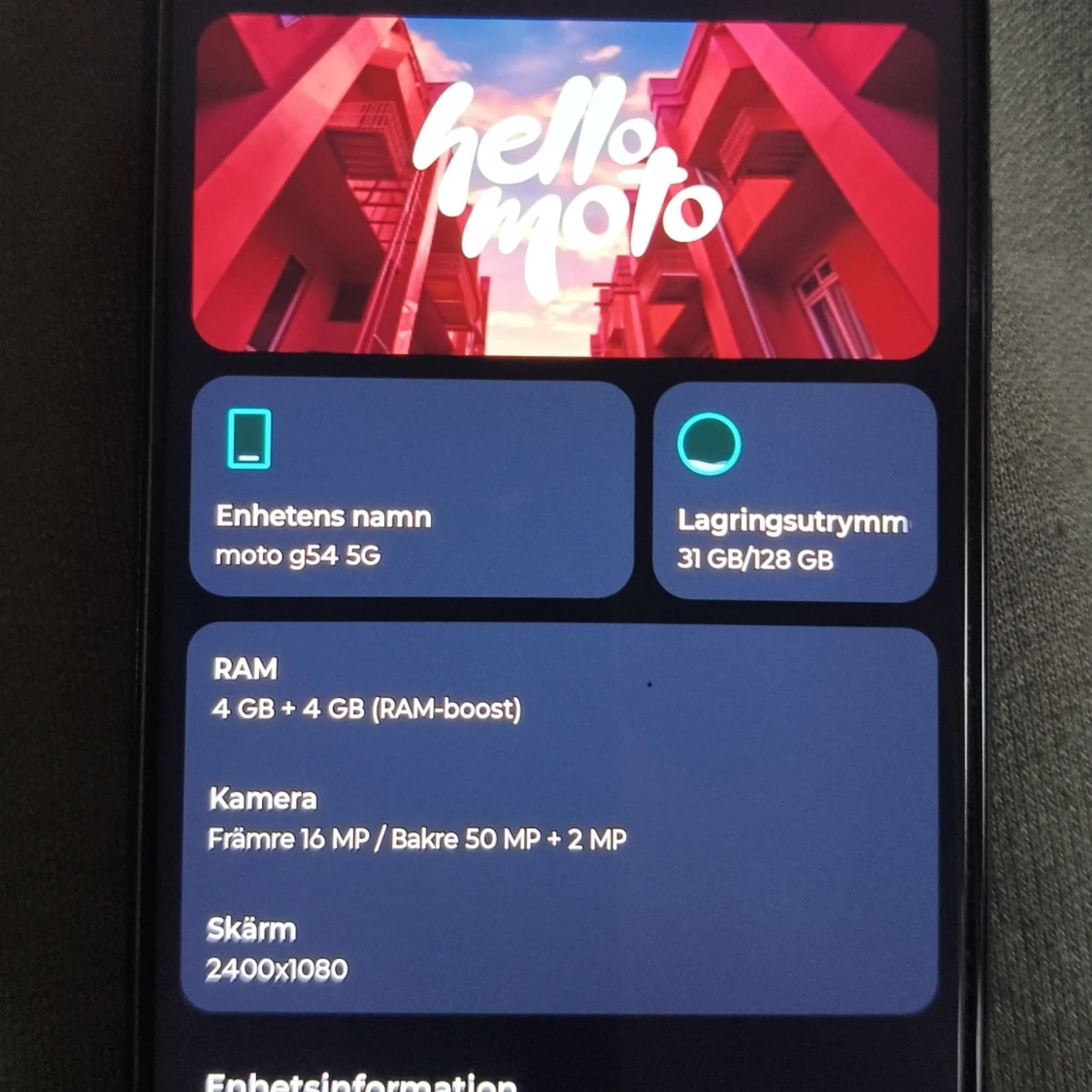 MOTOROLA G54, 5g,128Gb, e-Sim/SIM, inkl fodral.  - 4