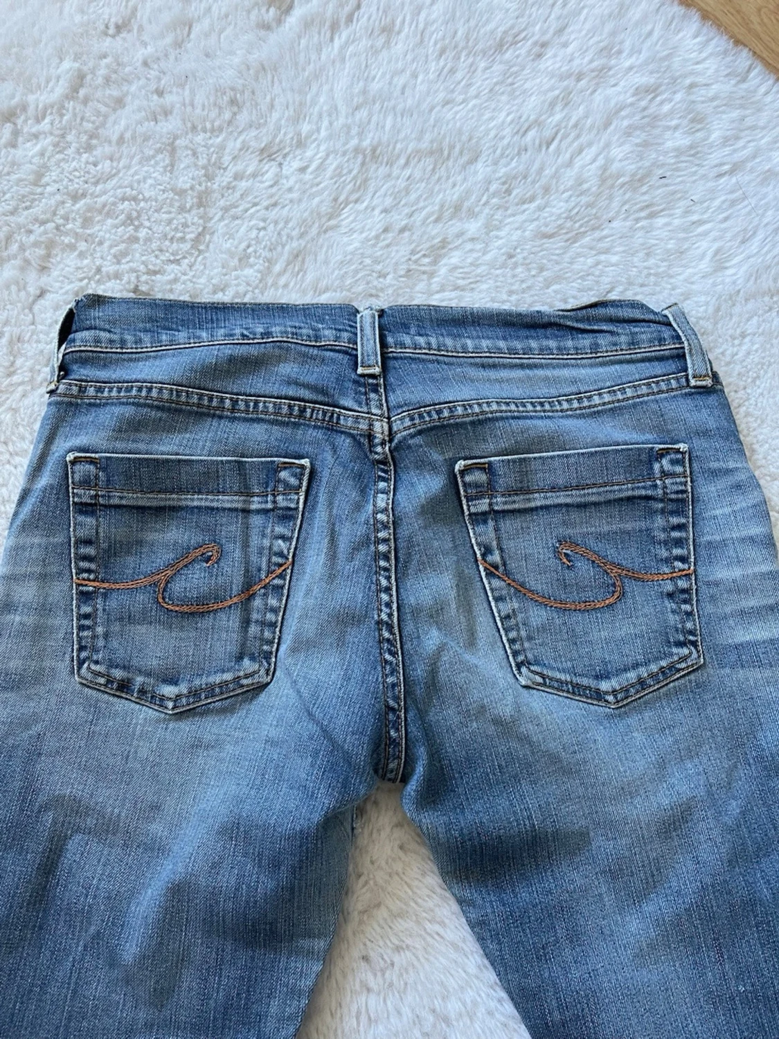 Blå lågmidjade bootcut jeans - 2