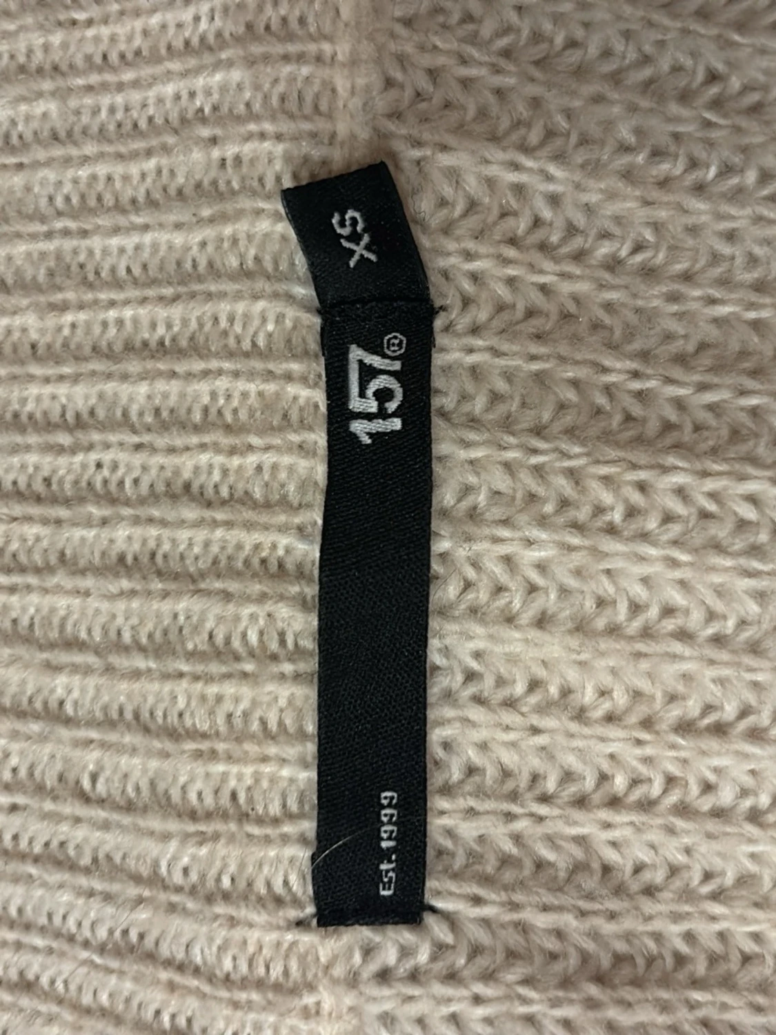 Beige stickad ziptröja med krage - 2