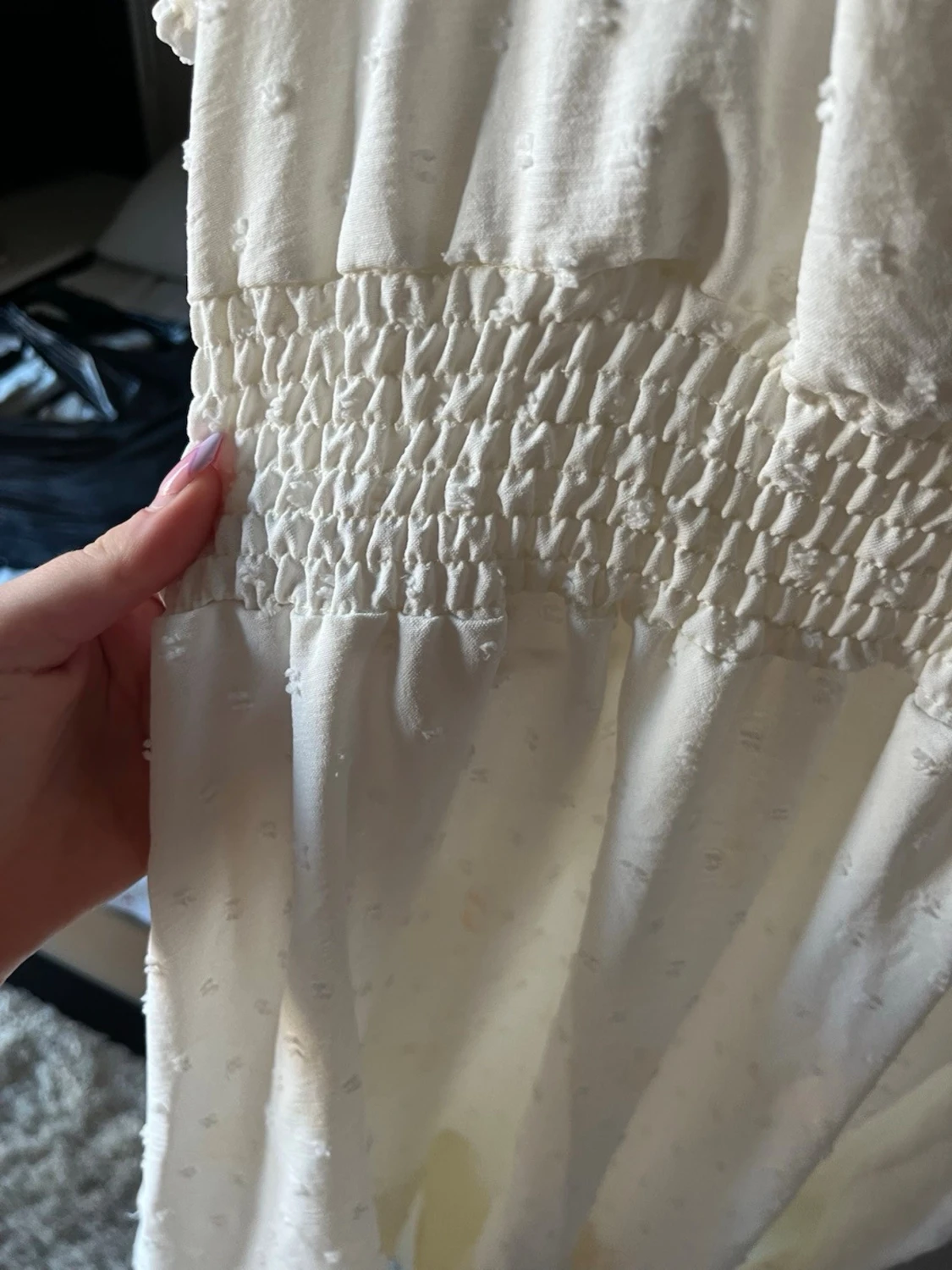 Vit omlottklänning med puffärm - 4