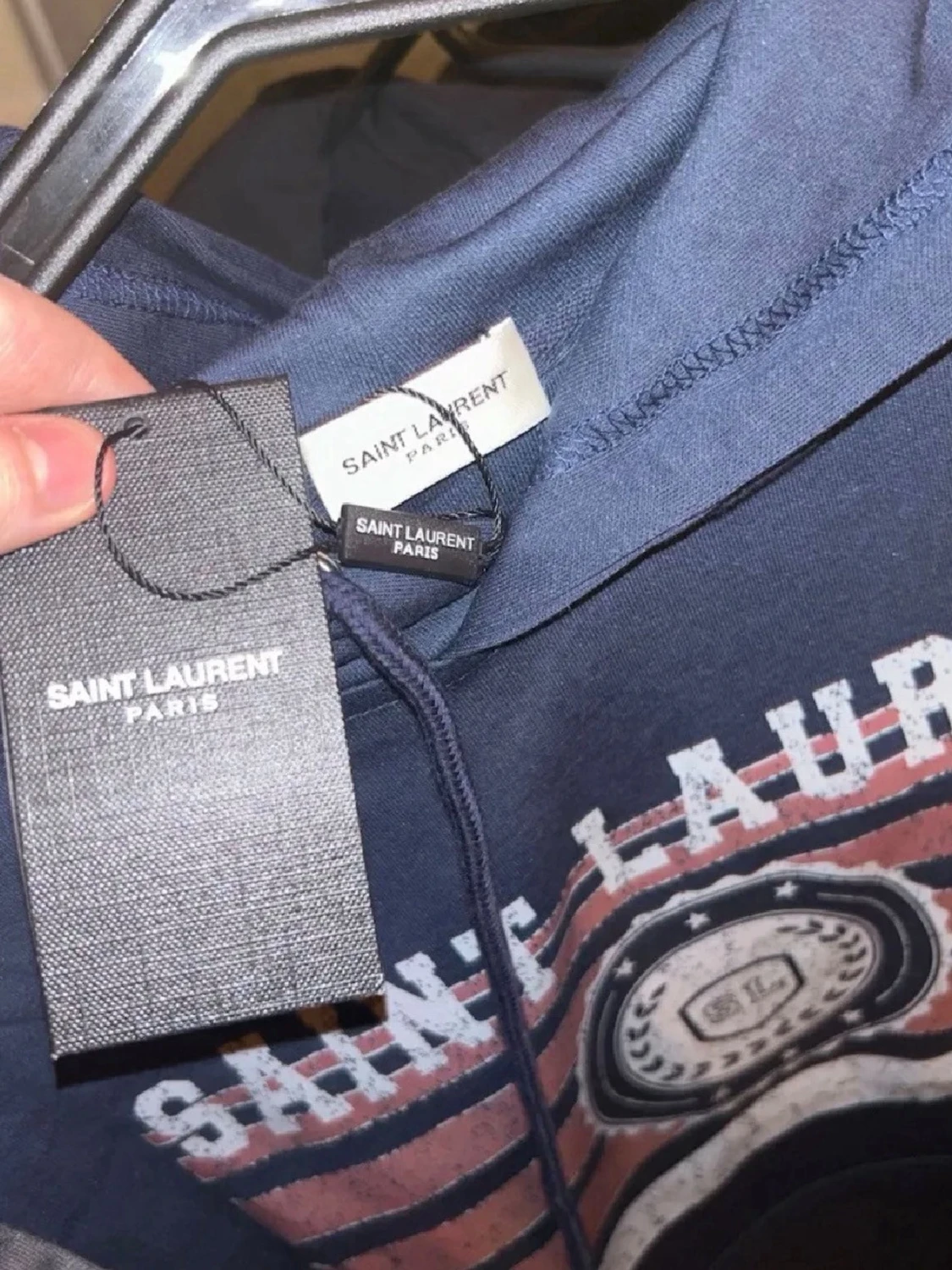 Mörkblå Saint Laurent hoodie - 2
