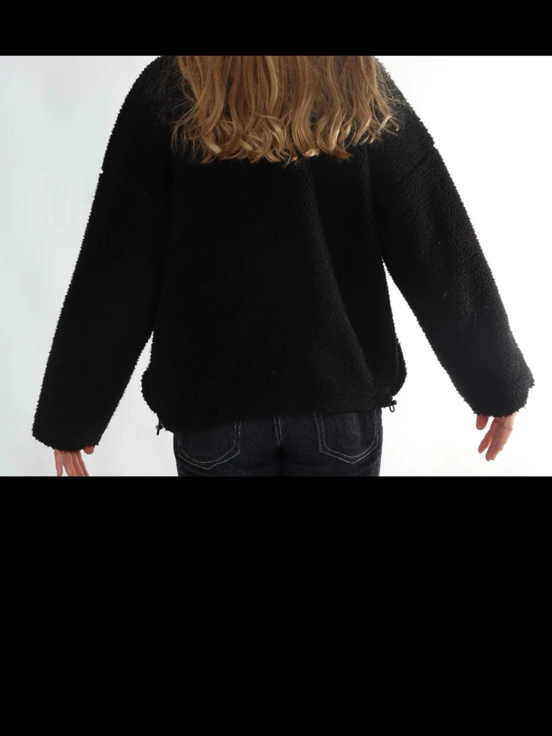 Svart teddyjacka med dragkedja - 1