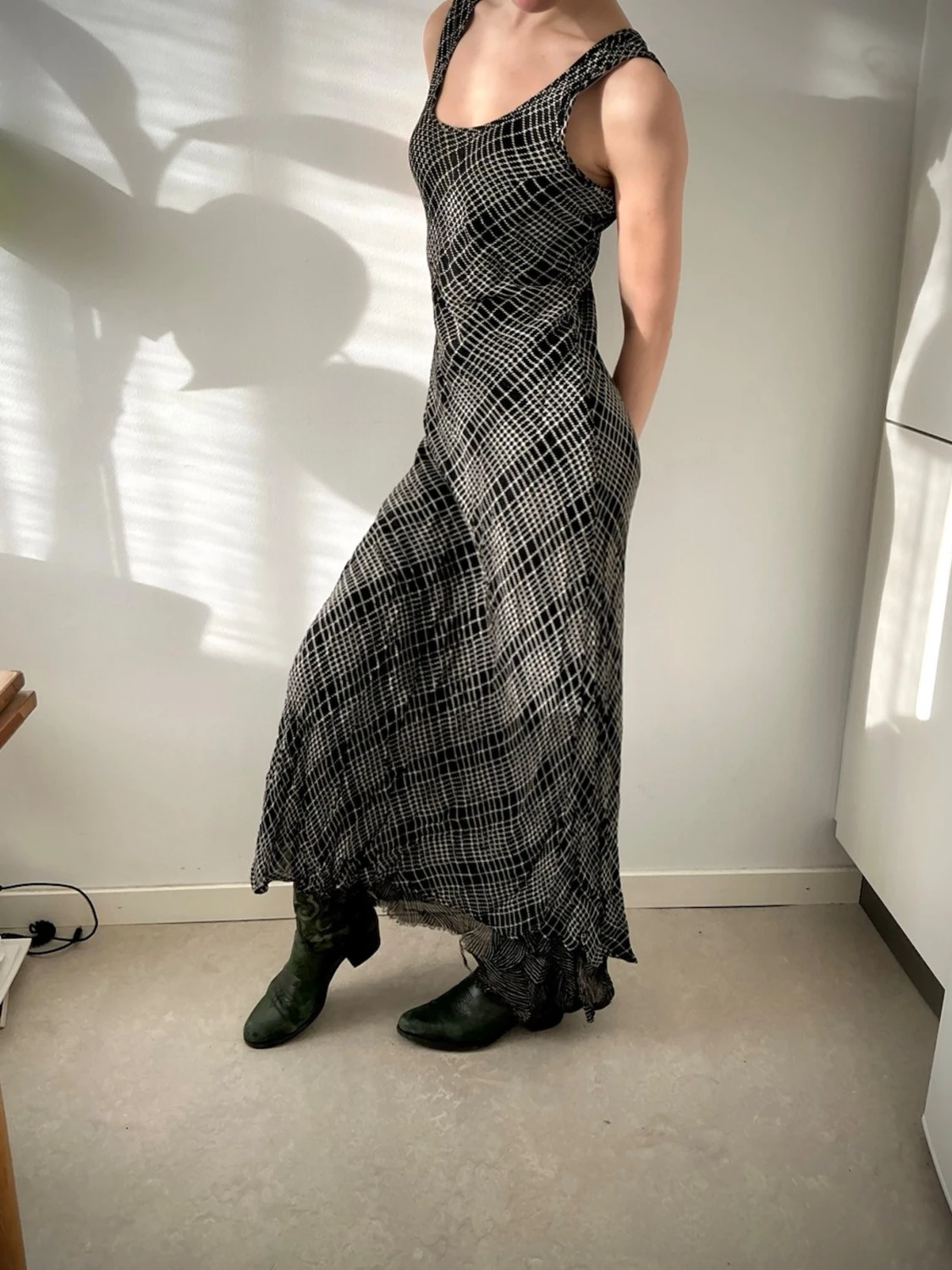 Vändbar vintage långklänning (2 olika prints)