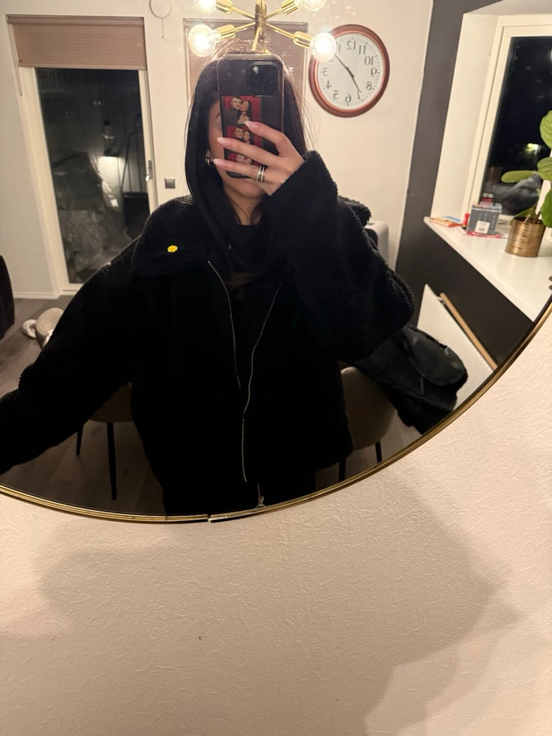 Svart teddyjacka med dragkedja - 1