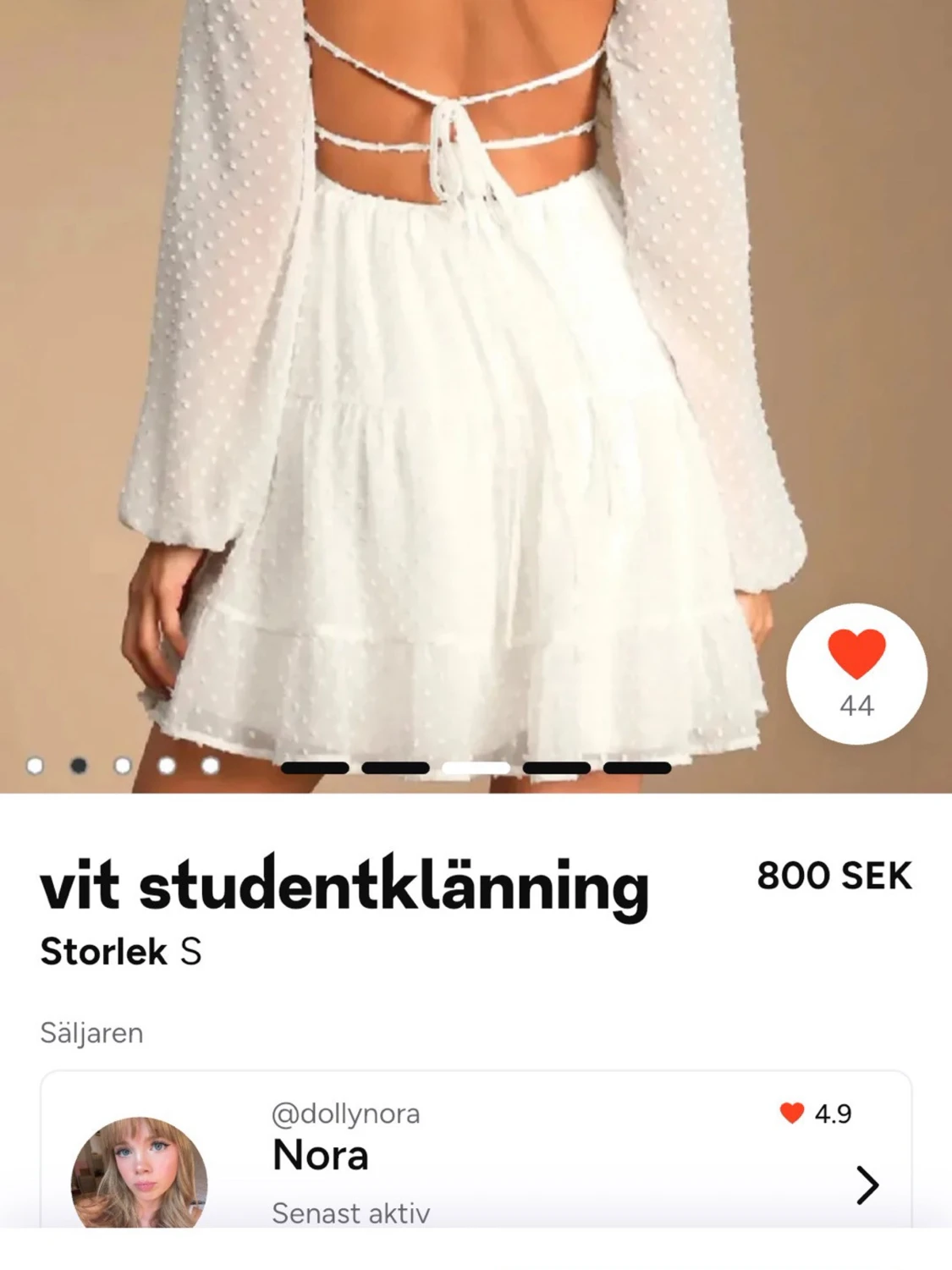 Vit kort studentklänning med snörning - 1