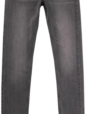 Grå slim fit jeans - Snygga grå slim fit jeans med klassisk femficksdesign och diskret tvättad look. Jeansen har normal midja och raka ben, perfekta för en trendig och avslappnad stil. Tillverkade i mjukt denimtyg som ger skön komfort hela dagen.