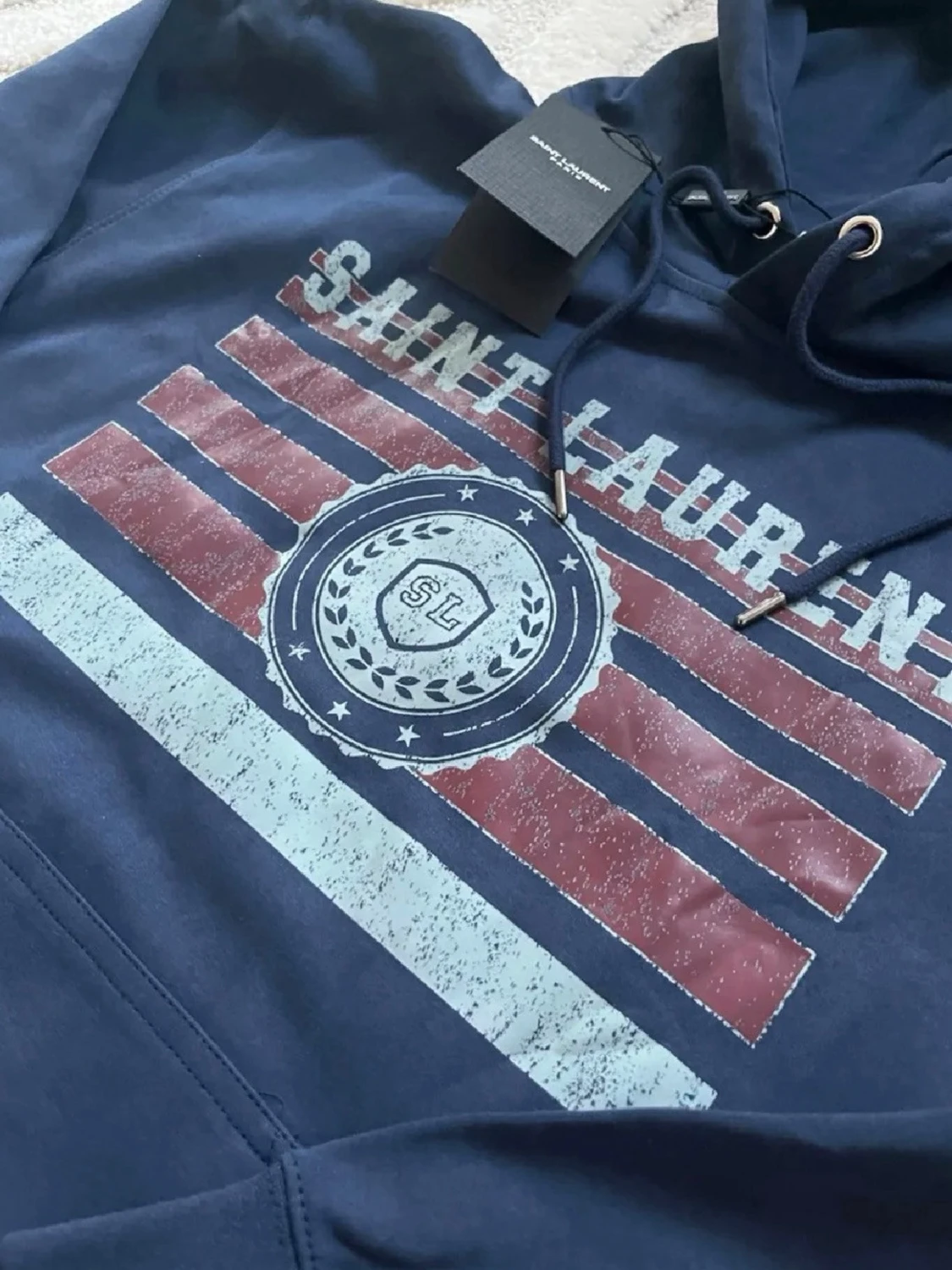 Mörkblå Saint Laurent hoodie - 1