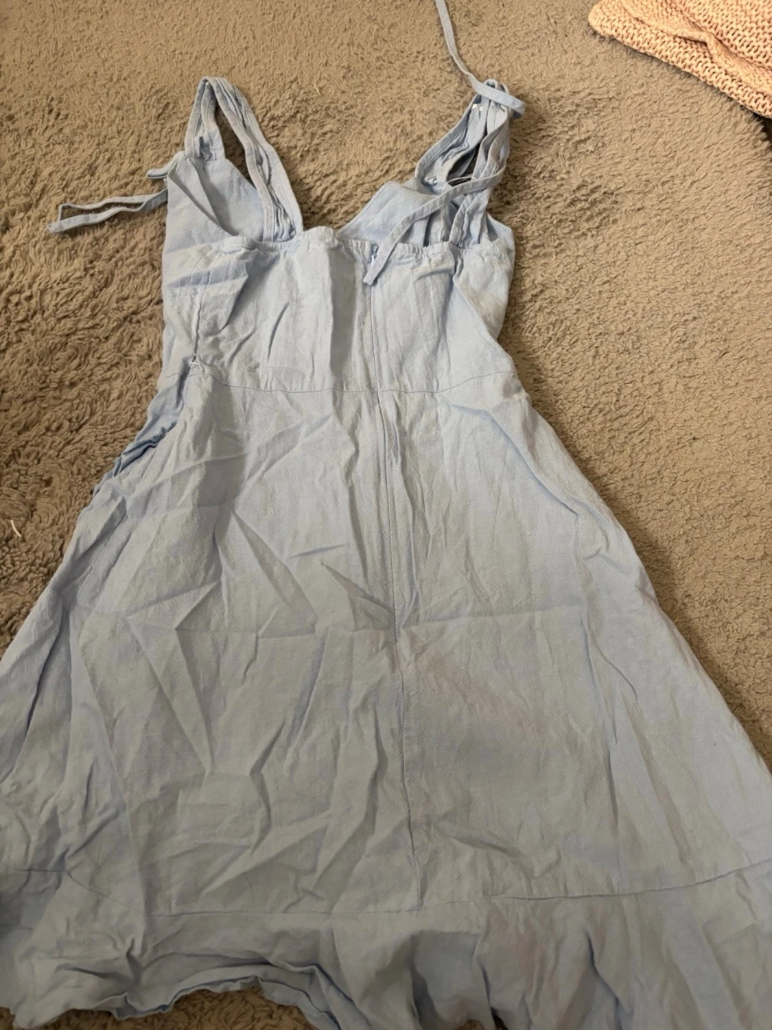 Ljusblå omlottklänning med knyt - 1