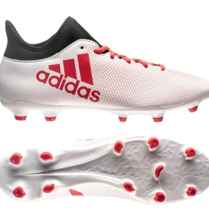 Adidas vita och röda fotbollsskor - Snygga fotbollsskor från Adidas i vitt med röda detaljer och svart häl. Skorna har klassisk snörning, låg profil och mönstrad sula för bra grepp på planen. Perfekta för dig som vill sticka ut med stilrena och sportiga skor på matchen. Storlek:40,2/3