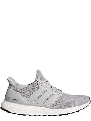 Adidas Ultra Boost grå sneakers - Grå Adidas Ultra Boost sneakers med stickad ovandel i mesh och klassiska tre ränder på sidan. Skon har vit Boost-mellansula och svart yttersula från Continental. Snygg och sportig design med låg profil och bekväm passform. Bäst på marknaden!