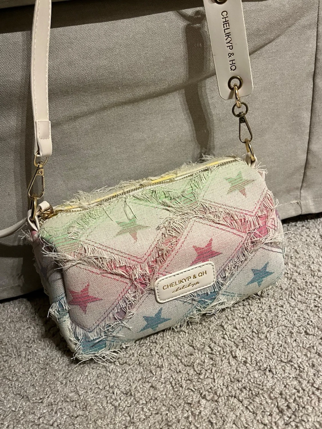 Pastellfärgad stjärnmönstrad handväska