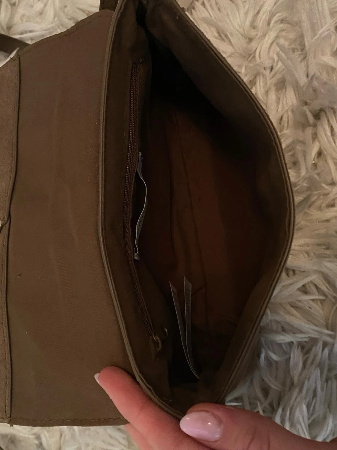 Brun axelväska i mocka - 4