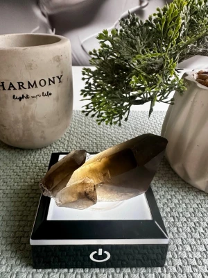 Rökkvarts trippelspets - En kraftfull trippelspets i rökkvarts med djup, jordande ton och naturlig rå elegans. Rökkvarts är en av de bästa stenarna för jordning, stressrelease och energiskydd, och i trippelspets-form förstärks flödet och riktningen i energin.  64 gram längd 7 cm   🌲 Jordar och stabiliserar 🌲 Hjälper till att släppa stress, oro och överstimulans 🌲 Skyddande – absorberar tung energi 🌲 Perfekt för meditation, arbete, vila och återhämtning  Alla kristaller o ädelstenar jag lägger upp här är egenimporterade