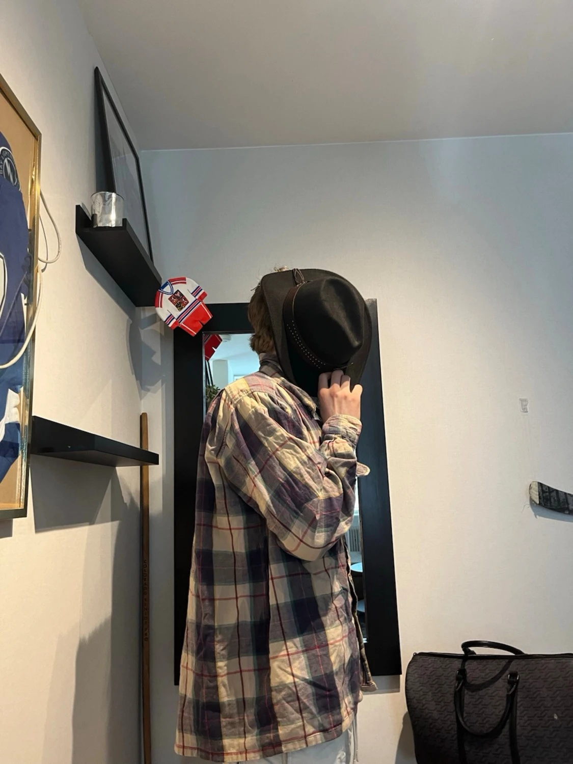 Rutig oversized skjorta i bomull - 2