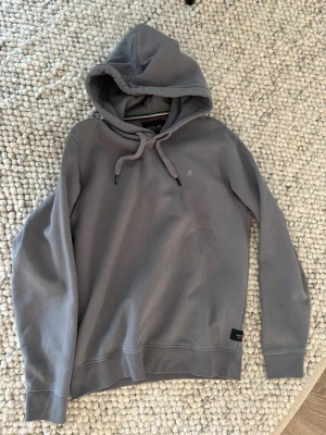 Grå hoodie från Replay - Säljer en stilren grå hoodie från Replay med huva och dragsko. Hoodien har en liten broderad 'R' på bröstet och en Replay-tag vid nederkanten. Tillverkad i mjukt bomullsmaterial som är skönt att ha på sig.