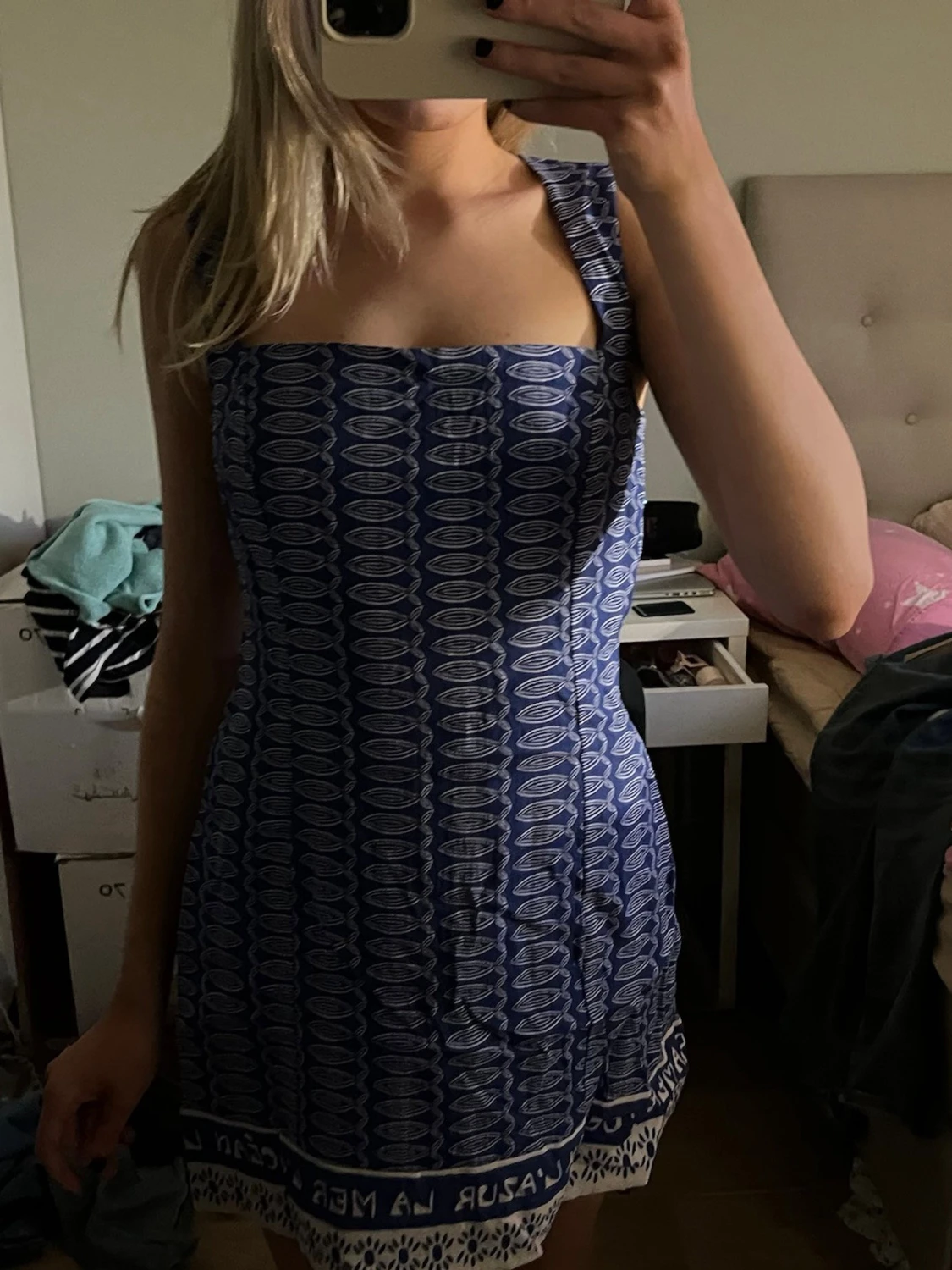 Blå mini klänning 