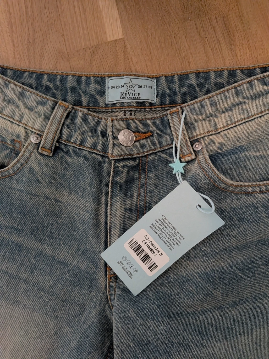 Blåa wide leg jeans med låg midja - 5