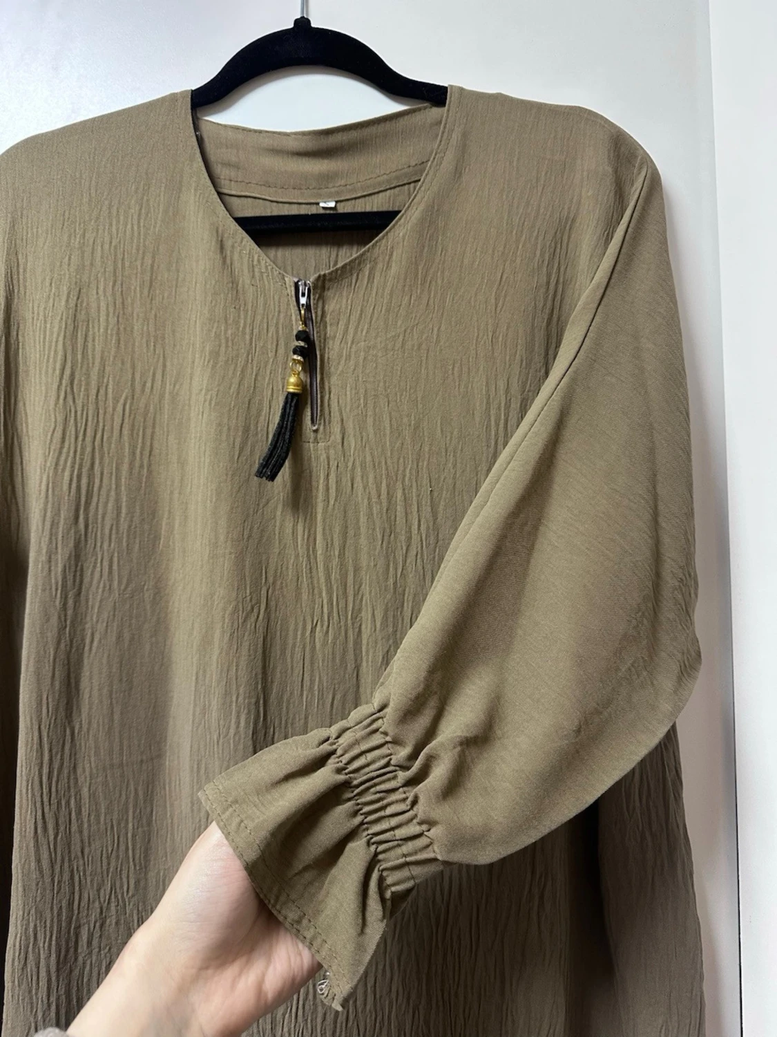 Beige långklänning med dragkedja - 2