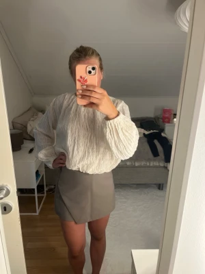 Beigebrun kjol Zara  - Beigebrun kjol från Zara med shorts baktill. Använda men i bra skick det enda är att dragkedjan inte går att dra upp hela vägen. 