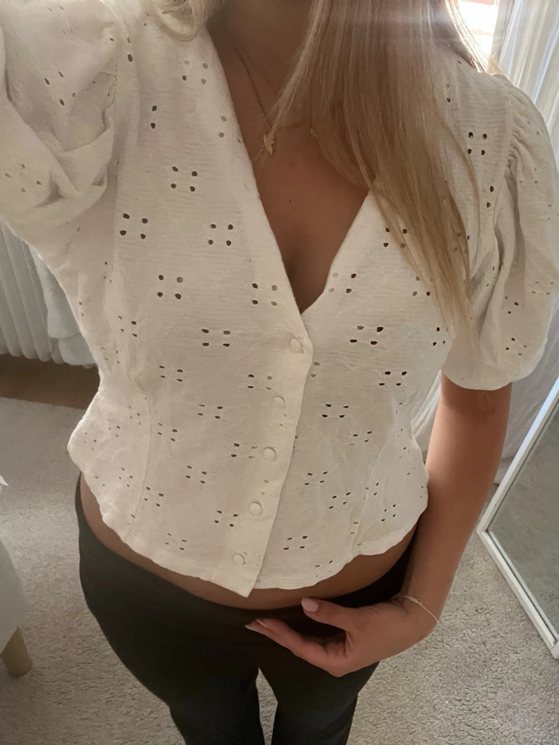 Vit kortärmad blus💓 - 2