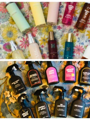 Splittar bodyspray  🌞 - Splittar bodyspray i 5 och 10 ml glasdekanter med spray ✨️Säljer ej hela flaskan✨️Se listor bland bilderna vilka som finns ✨️Hickap,Body shop,Rituals kostar 25/35kr✨️Lush kostar 20/30 kr✨️Ida Warg kostar 15/25 kr✨️Skriv vilka du önskar så lägger jag ut som ett nytt paket ✨️Obs splittar även Essnce se mina andra annonser 