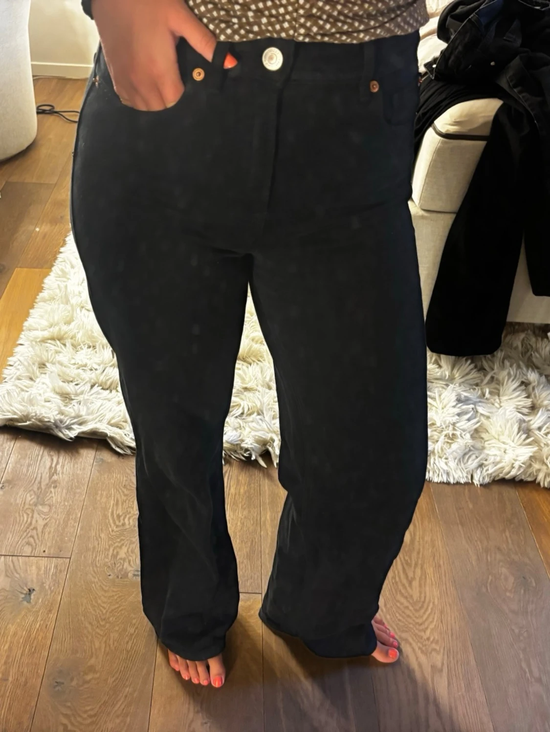 Svarta raka jeans med hög midja - 3