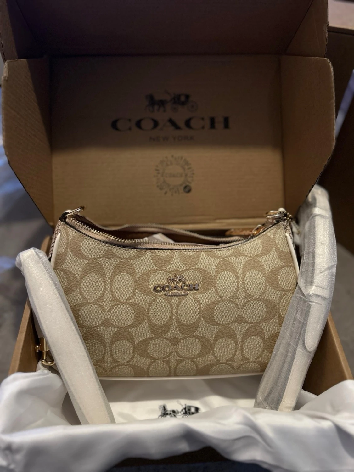 Coach Signature Shoulder Bag Beige/Vit - 2