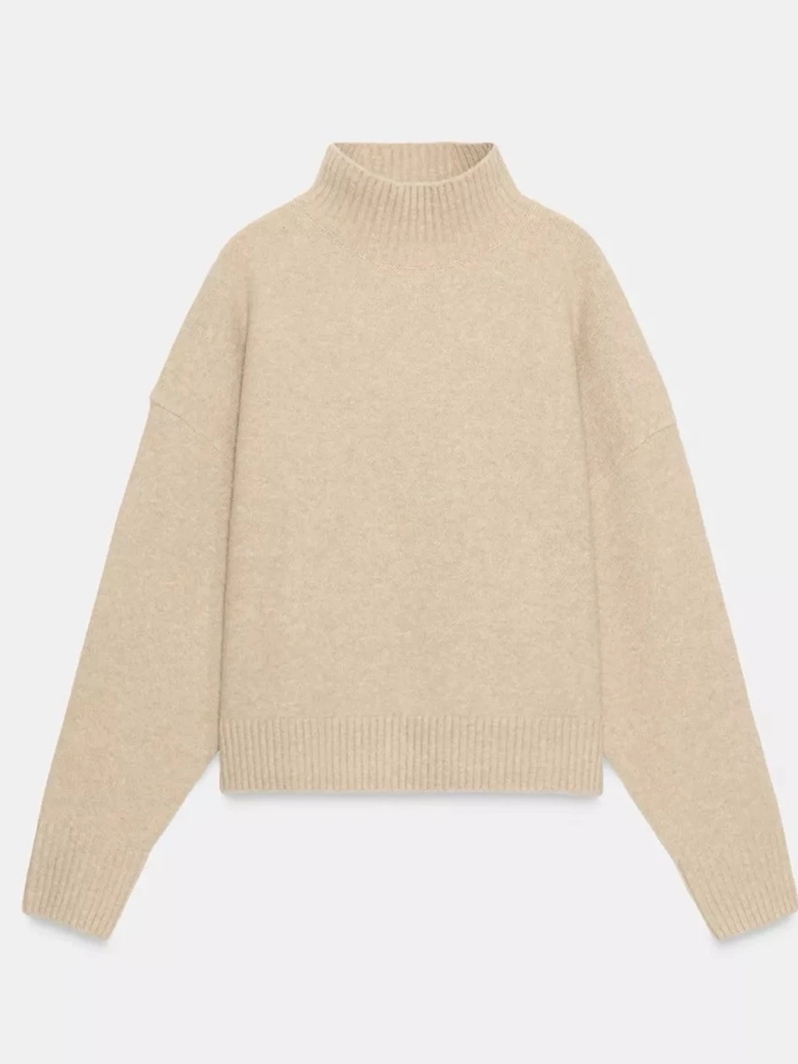 Beige stickad polotröja - 1