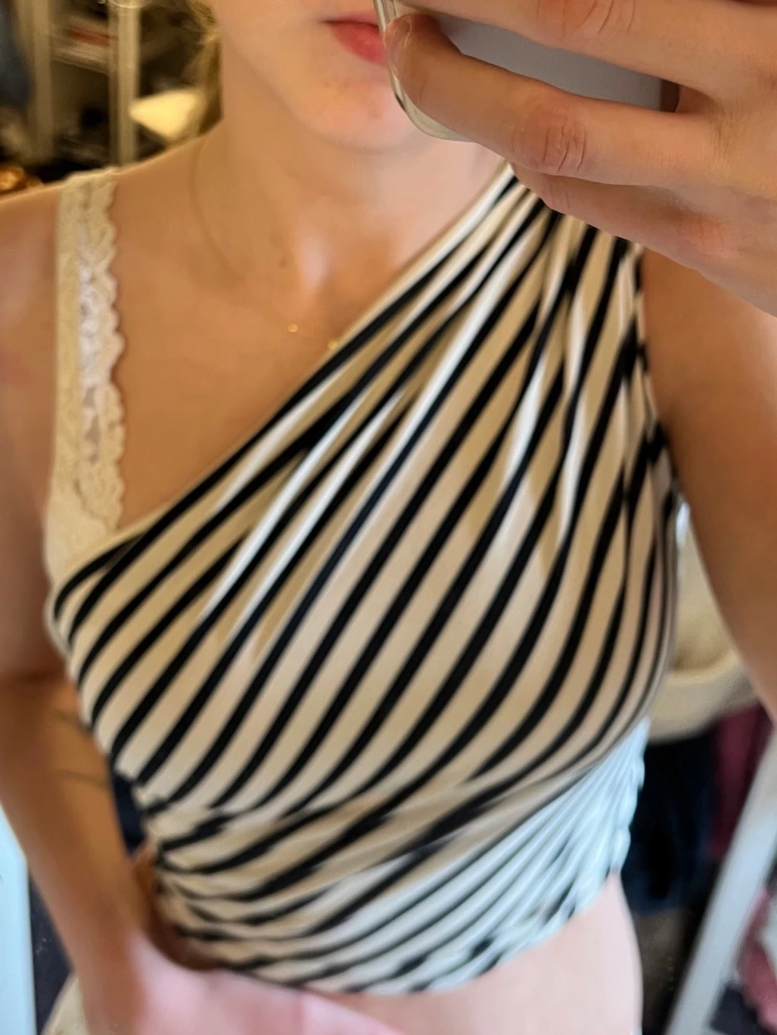 Randig one shoulder topp - 1