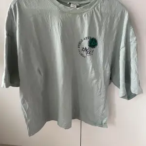 En mintgrön croppad boxy t-shirt från Monki. Lite oversize i storleken. Använd men fortfarande i fint skick. 