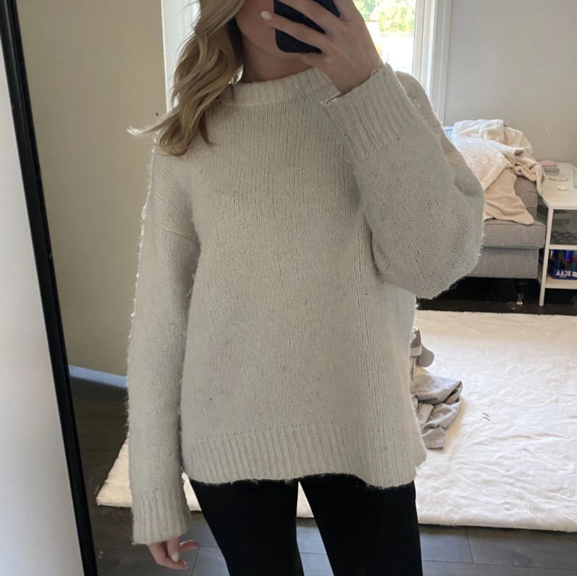 Vit stickad tröja Zara