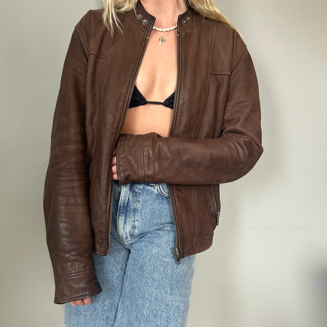 Vintag Läderjacka från Samsoe Samsoe Stl M