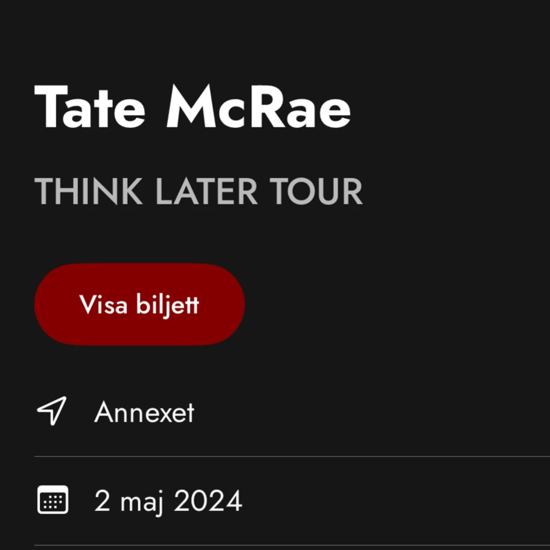 Tate McRae biljett - 90