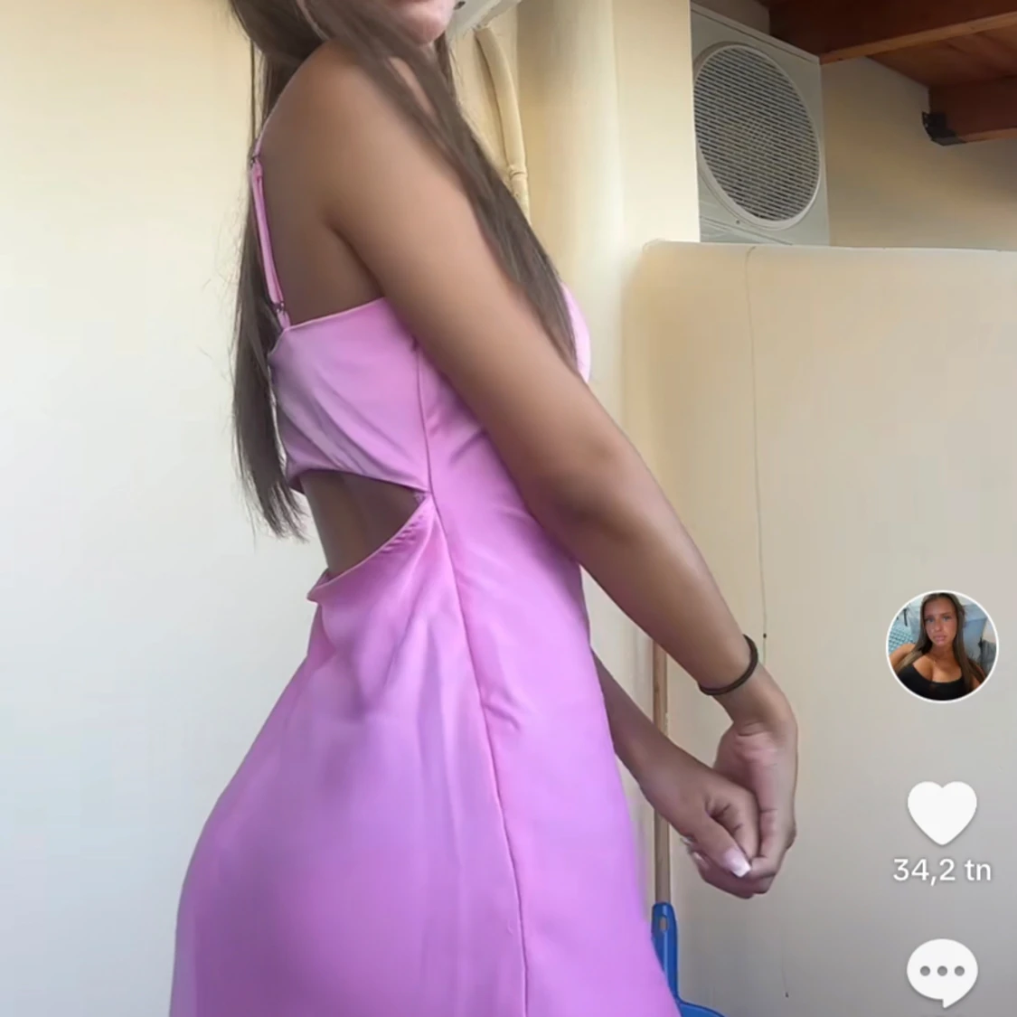 Rosa satinklänning - 90