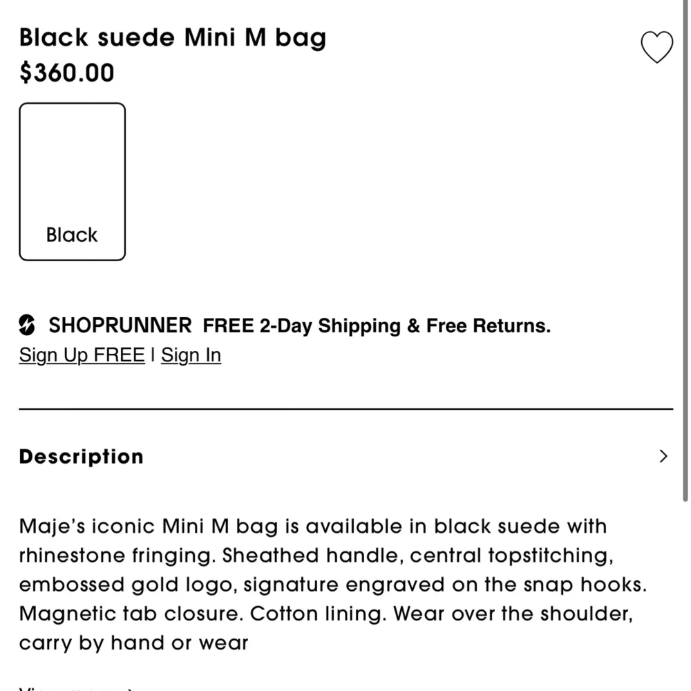 Svart suede Mini M bag Maje, köpt på NK i Stockholm för 3000kr. I toppskick, använd två gånger! Säljs idag för cirka 3800kr💕 Ge gärna prisförslag!. Väskor.