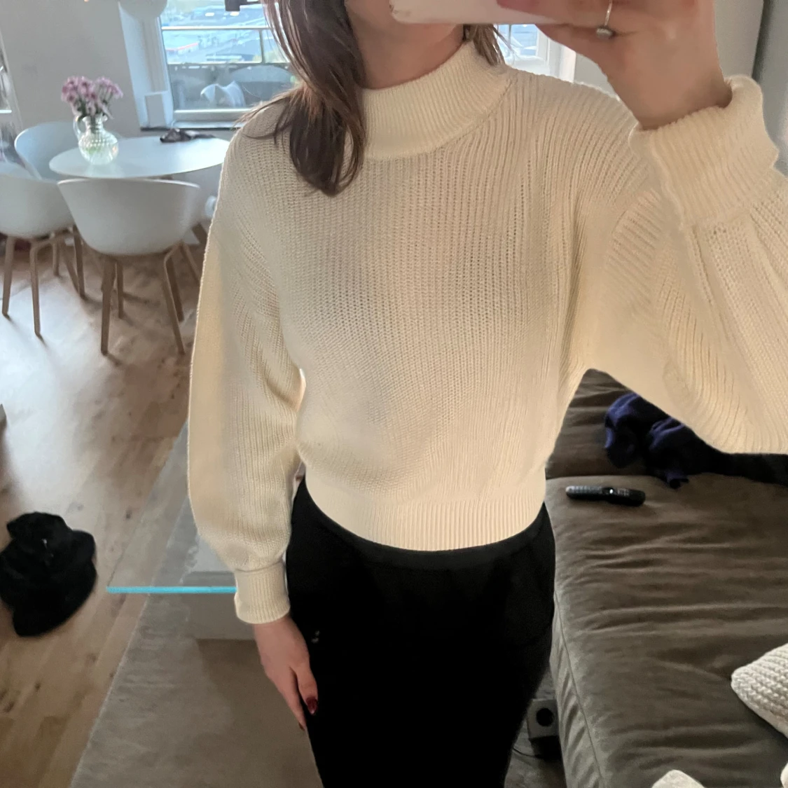 Vit stickad tröja  - 92